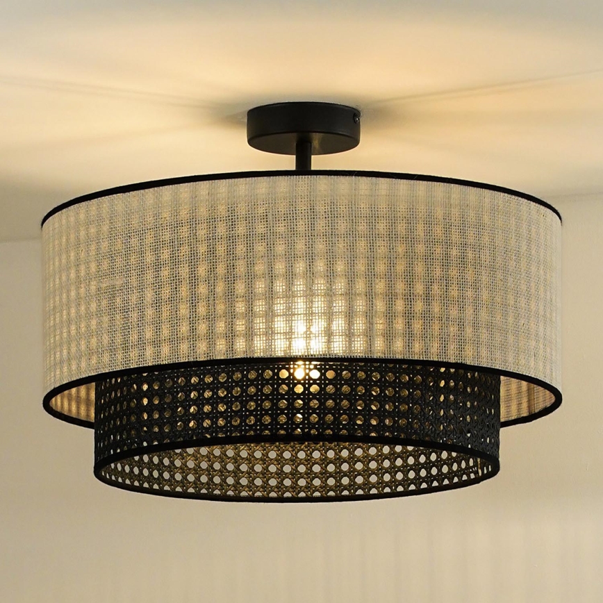 Duolla - Lestenec RATTAN YUTE 1xE27/15W/230V pr. 45 cm krem barva/črna