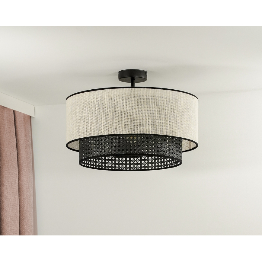 Duolla - Lestenec RATTAN YUTE 1xE27/15W/230V pr. 45 cm krem barva/črna
