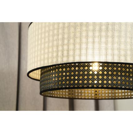 Duolla - Lestenec RATTAN YUTE 1xE27/15W/230V pr. 45 cm krem barva/črna