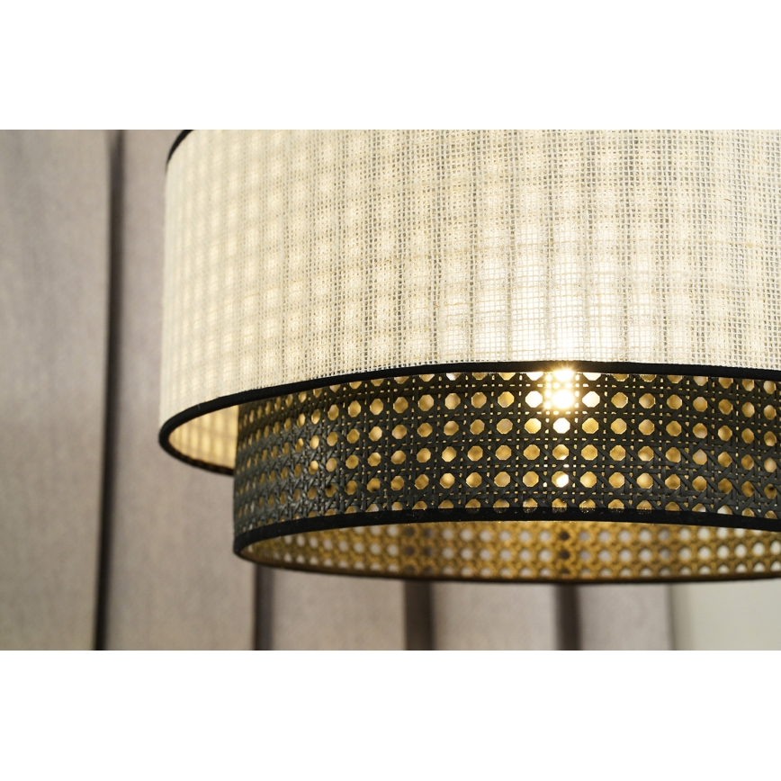 Duolla - Lestenec RATTAN YUTE 1xE27/15W/230V pr. 45 cm krem barva/črna