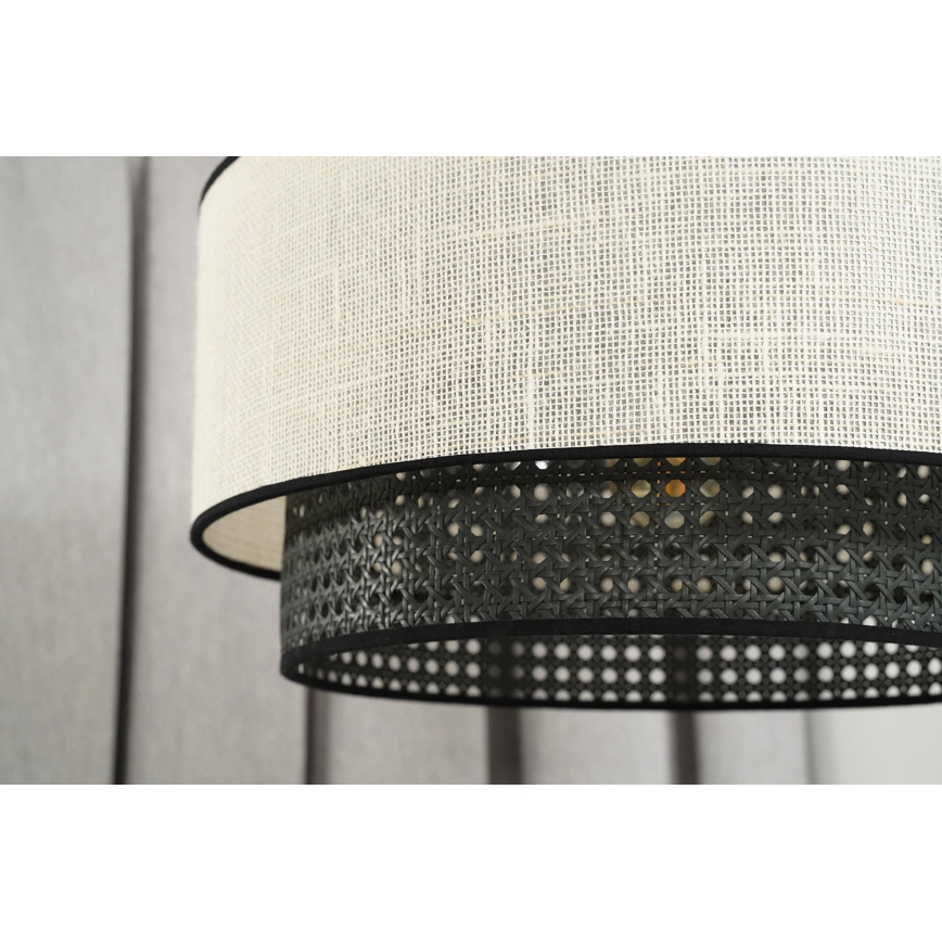 Duolla - Lestenec RATTAN YUTE 1xE27/15W/230V pr. 45 cm krem barva/črna
