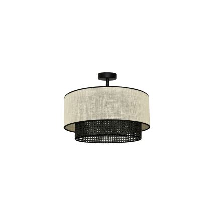 Duolla - Lestenec RATTAN YUTE 1xE27/15W/230V pr. 45 cm krem barva/črna