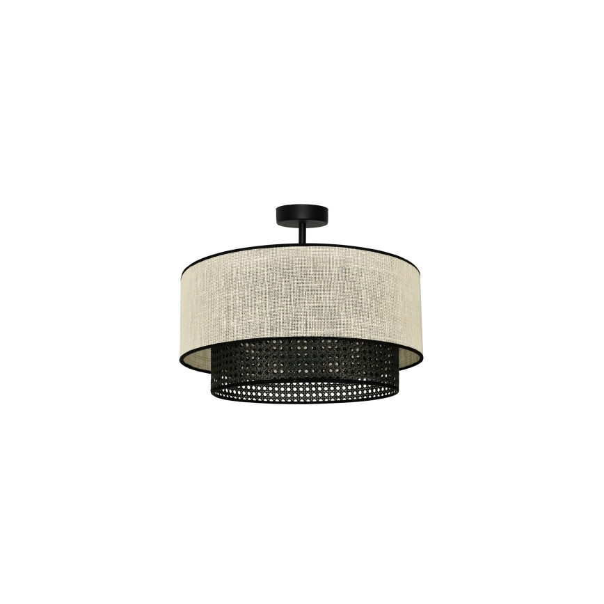 Duolla - Lestenec RATTAN YUTE 1xE27/15W/230V pr. 45 cm krem barva/črna