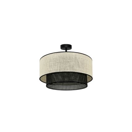 Duolla - Lestenec RATTAN YUTE 1xE27/15W/230V pr. 45 cm krem barva/črna