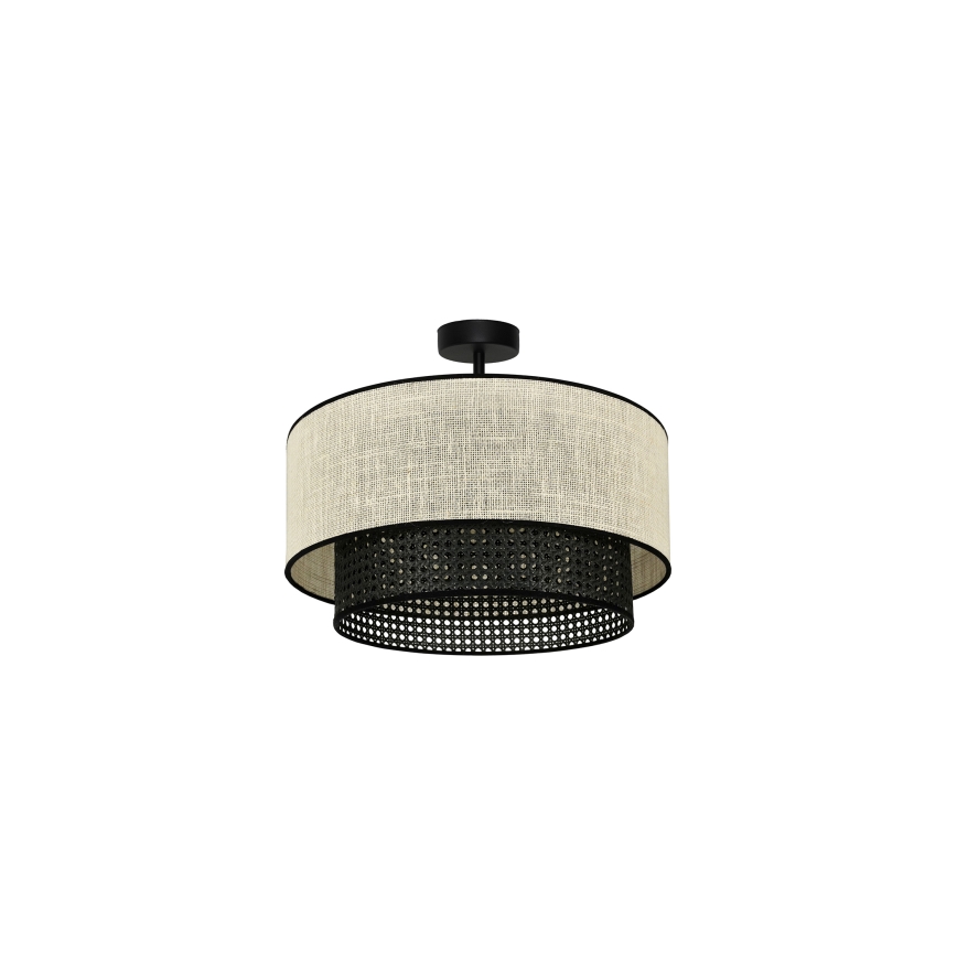 Duolla - Lestenec RATTAN YUTE 1xE27/15W/230V pr. 45 cm krem barva/črna