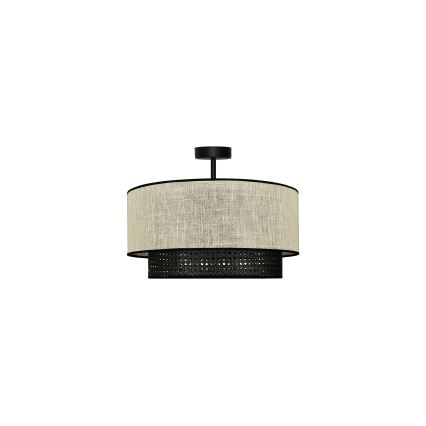Duolla - Lestenec RATTAN YUTE 1xE27/15W/230V pr. 45 cm krem barva/črna