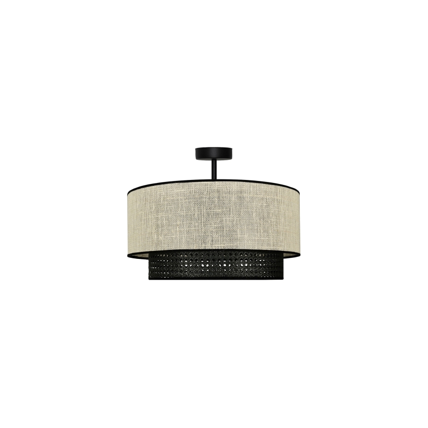 Duolla - Lestenec RATTAN YUTE 1xE27/15W/230V pr. 45 cm krem barva/črna