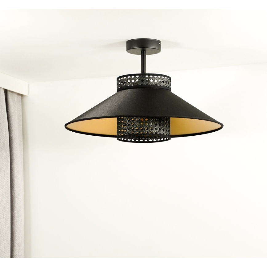 Duolla - Lestenec RIO RATTAN 1xE27/15W/230V pr. 45 cm črna/zlata