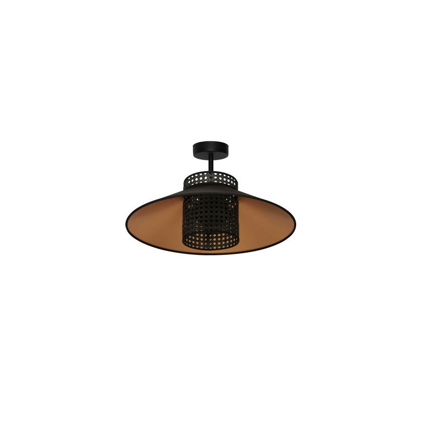 Duolla - Lestenec RIO RATTAN 1xE27/15W/230V pr. 45 cm črna/zlata