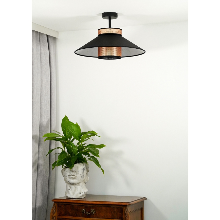 Duolla - Lestenec RIO SHINY 1xE27/15W/230V pr. 45 cm črna/baker