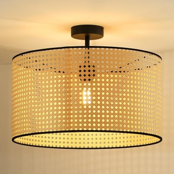 Duolla - Lestenec ROLLER RATTAN 1xE27/15W/230V pr. 45 cm bež/črna