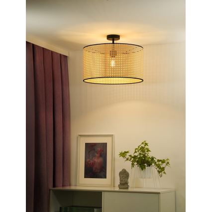Duolla - Lestenec ROLLER RATTAN 1xE27/15W/230V pr. 45 cm bež/črna