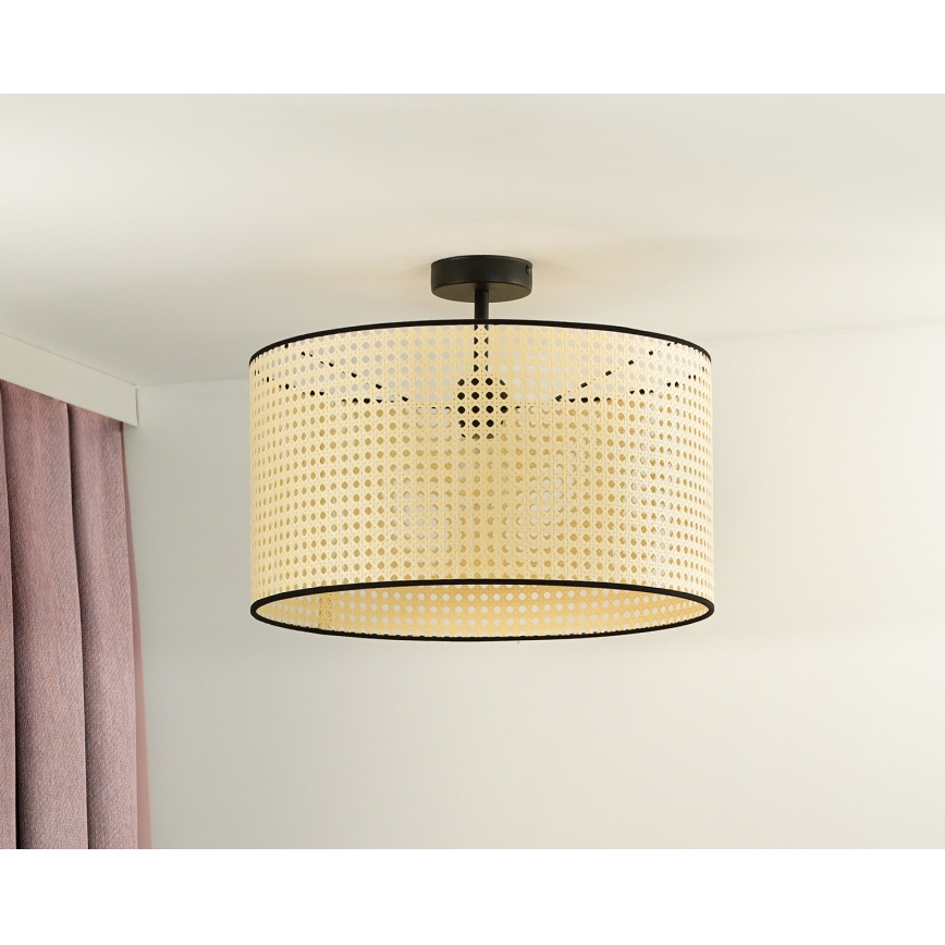 Duolla - Lestenec ROLLER RATTAN 1xE27/15W/230V pr. 45 cm bež/črna