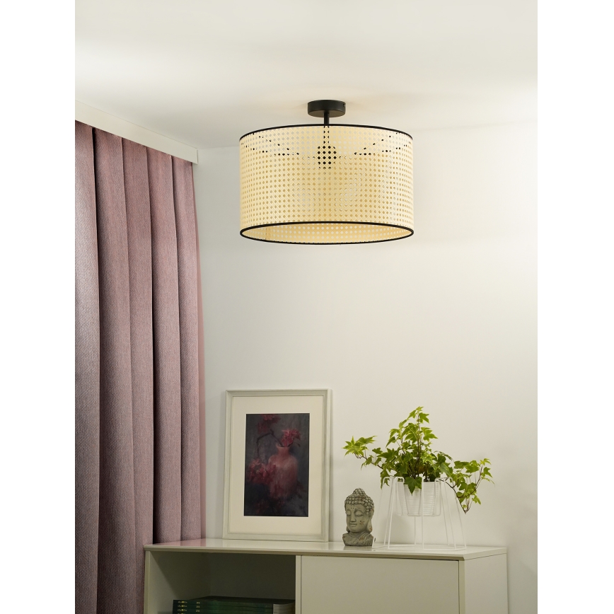 Duolla - Lestenec ROLLER RATTAN 1xE27/15W/230V pr. 45 cm bež/črna