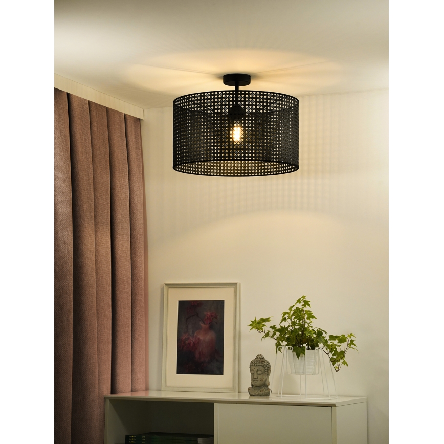 Duolla - Lestenec ROLLER RATTAN 1xE27/15W/230V pr. 45 cm črna