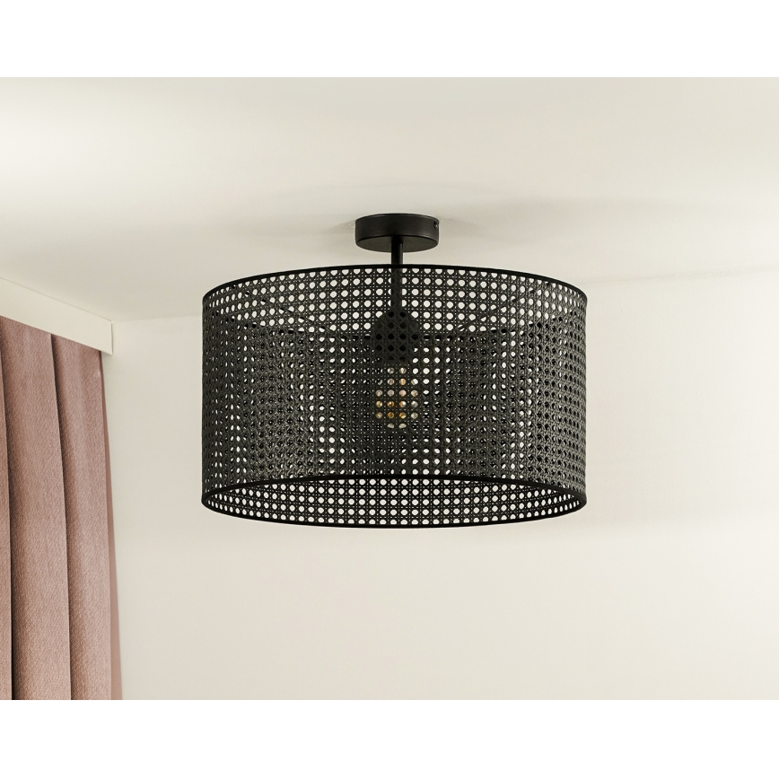 Duolla - Lestenec ROLLER RATTAN 1xE27/15W/230V pr. 45 cm črna