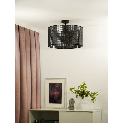 Duolla - Lestenec ROLLER RATTAN 1xE27/15W/230V pr. 45 cm črna