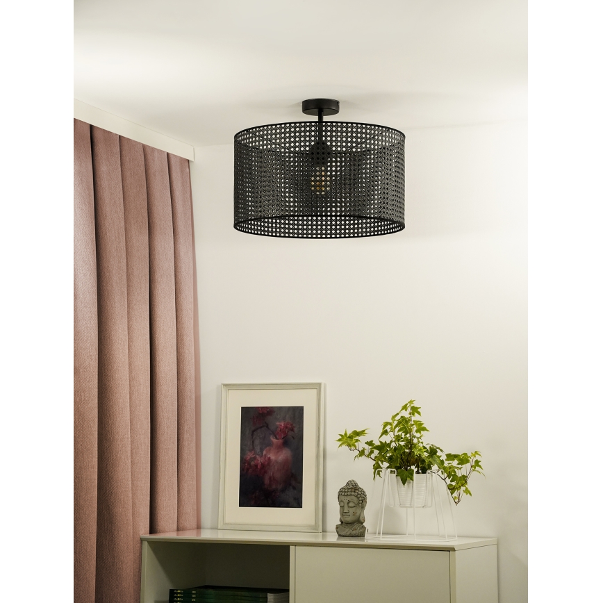 Duolla - Lestenec ROLLER RATTAN 1xE27/15W/230V pr. 45 cm črna