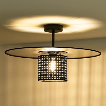 Duolla - Lestenec TOKYO RATTAN 1xE27/15W/230V pr. 50 cm črna/srebrna