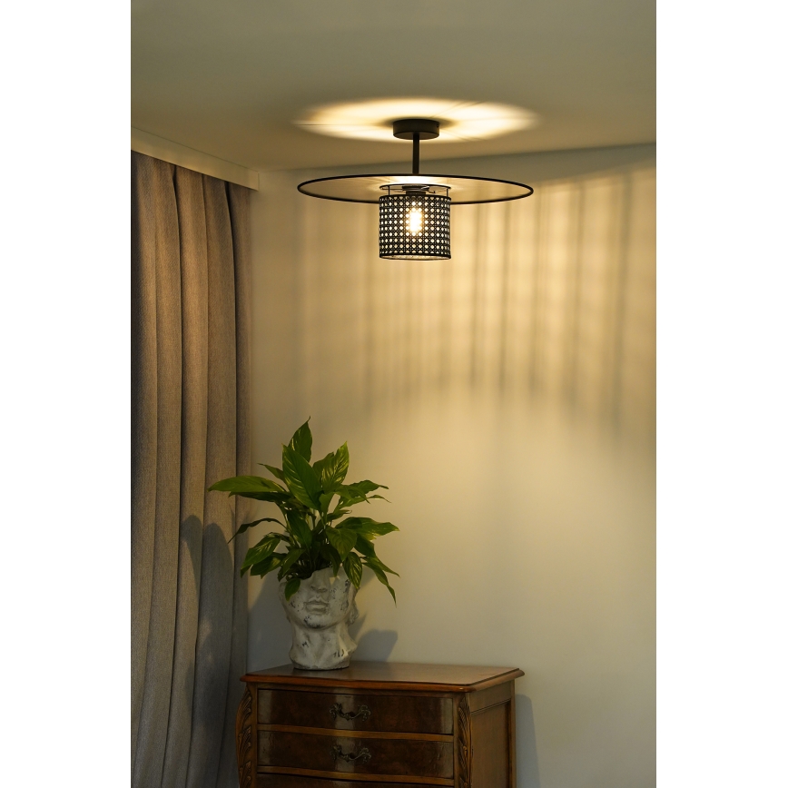 Duolla - Lestenec TOKYO RATTAN 1xE27/15W/230V pr. 50 cm črna/srebrna