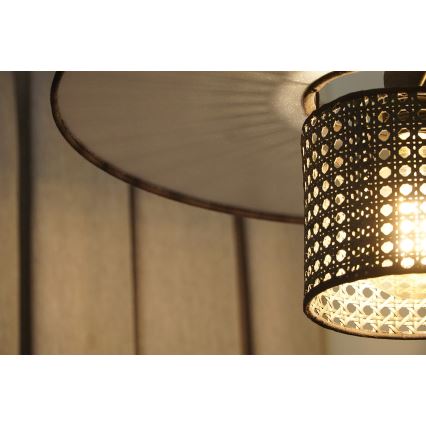 Duolla - Lestenec TOKYO RATTAN 1xE27/15W/230V pr. 50 cm črna/srebrna