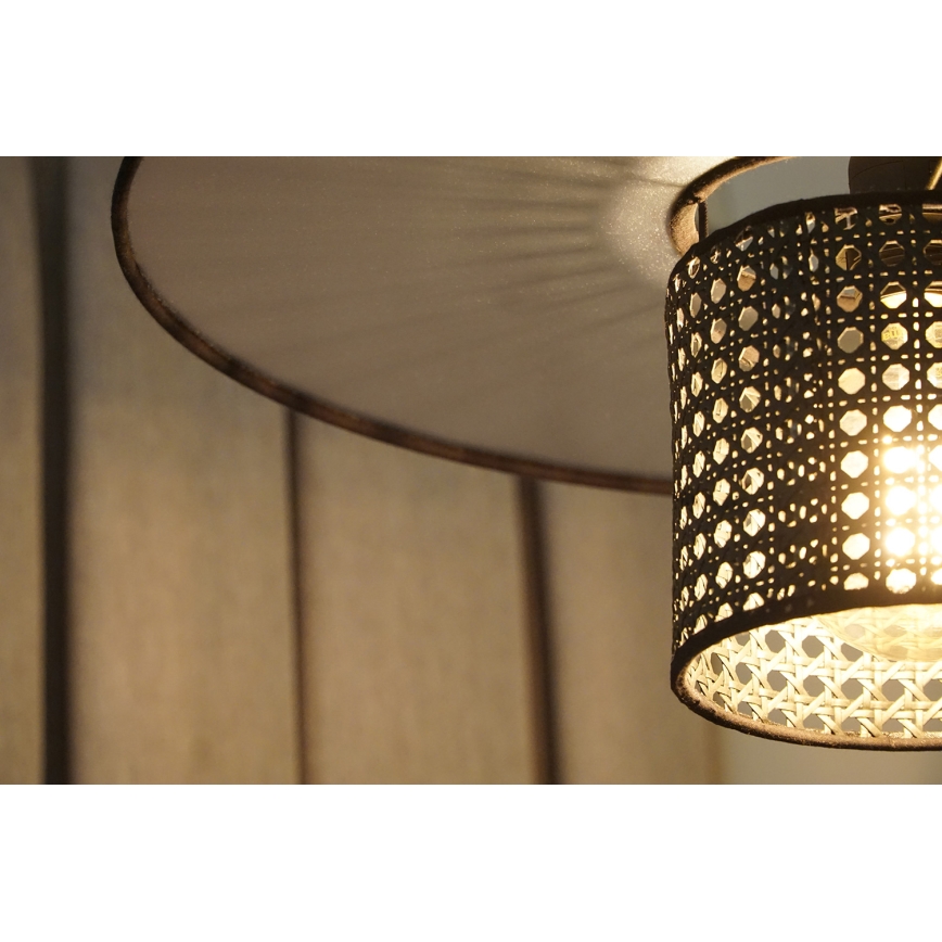 Duolla - Lestenec TOKYO RATTAN 1xE27/15W/230V pr. 50 cm črna/srebrna