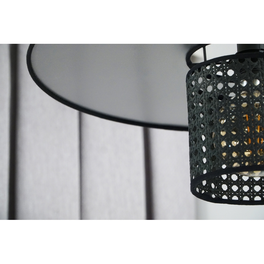 Duolla - Lestenec TOKYO RATTAN 1xE27/15W/230V pr. 50 cm črna/srebrna