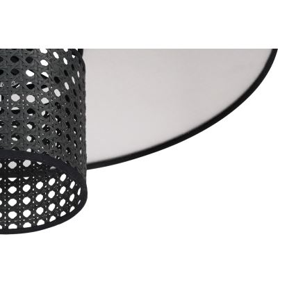 Duolla - Lestenec TOKYO RATTAN 1xE27/15W/230V pr. 50 cm črna/srebrna