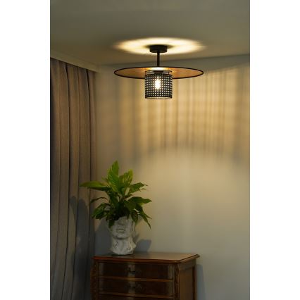 Duolla - Lestenec TOKYO RATTAN 1xE27/15W/230V pr. 50 cm zlata/črna