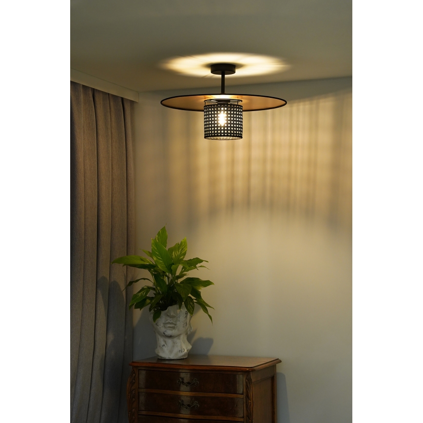 Duolla - Lestenec TOKYO RATTAN 1xE27/15W/230V pr. 50 cm zlata/črna