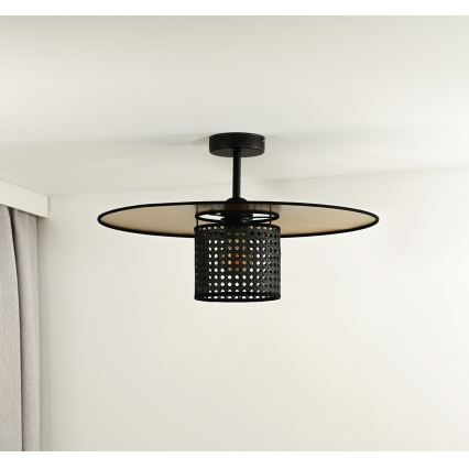 Duolla - Lestenec TOKYO RATTAN 1xE27/15W/230V pr. 50 cm zlata/črna