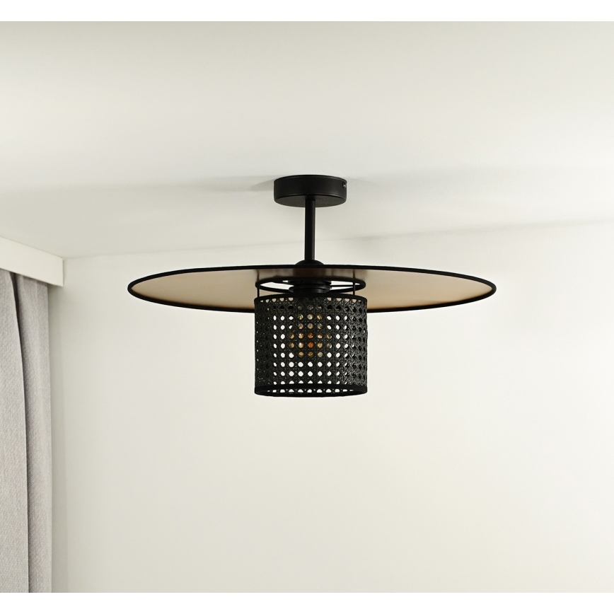Duolla - Lestenec TOKYO RATTAN 1xE27/15W/230V pr. 50 cm zlata/črna