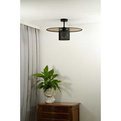 Duolla - Lestenec TOKYO RATTAN 1xE27/15W/230V pr. 50 cm zlata/črna
