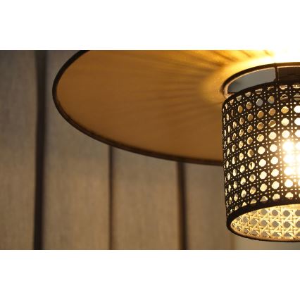 Duolla - Lestenec TOKYO RATTAN 1xE27/15W/230V pr. 50 cm zlata/črna