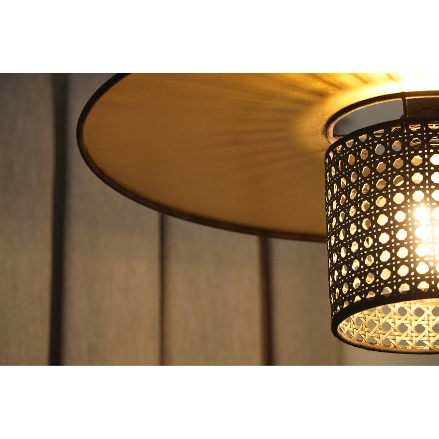 Duolla - Lestenec TOKYO RATTAN 1xE27/15W/230V pr. 50 cm zlata/črna