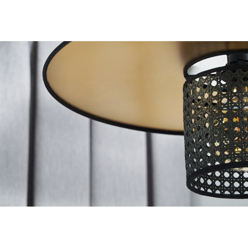 Duolla - Lestenec TOKYO RATTAN 1xE27/15W/230V pr. 50 cm zlata/črna