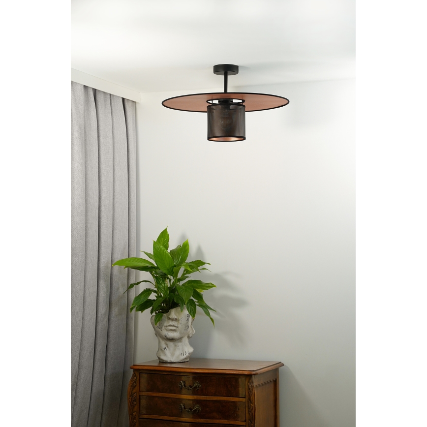Duolla - Lestenec TOKYO SHINY 1xE27/15W/230V pr. 50 cm črna/baker