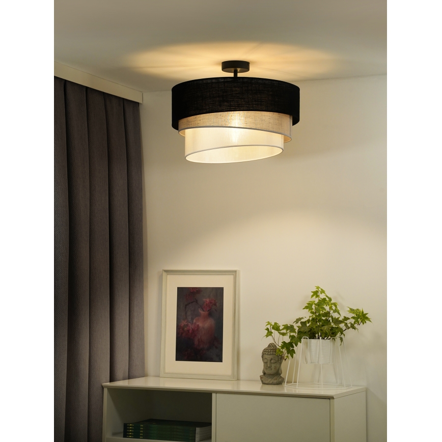 Duolla - Lestenec TRIO 1xE27/15W/230V pr. 45 cm črna/siva/bela