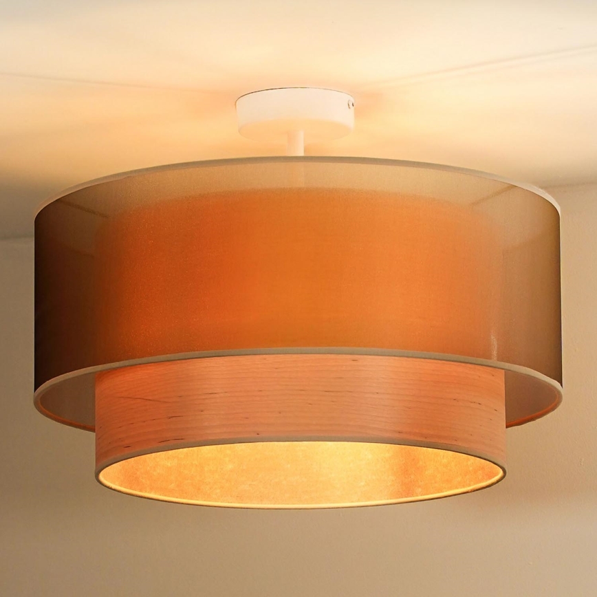 Duolla - Lestenec WOOD BOHO 1xE27/15W/230V pr. 45 cm baker/bež
