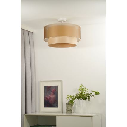 Duolla - Lestenec WOOD BOHO 1xE27/15W/230V pr. 45 cm baker/bež