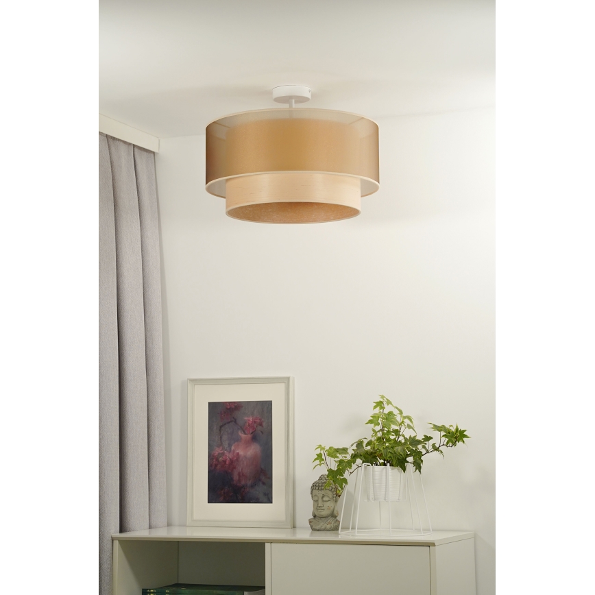 Duolla - Lestenec WOOD BOHO 1xE27/15W/230V pr. 45 cm baker/bež