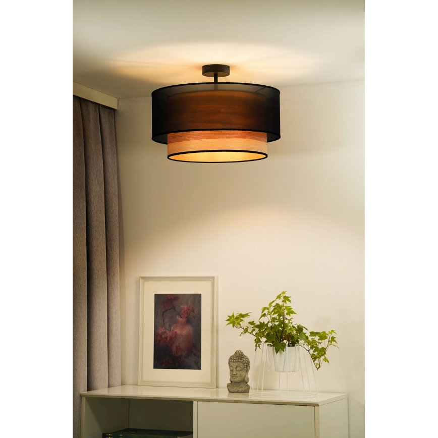 Duolla - Lestenec WOOD BOHO 1xE27/15W/230V pr. 45 cm črna/bež