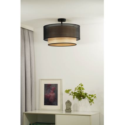 Duolla - Lestenec WOOD BOHO 1xE27/15W/230V pr. 45 cm črna/bež