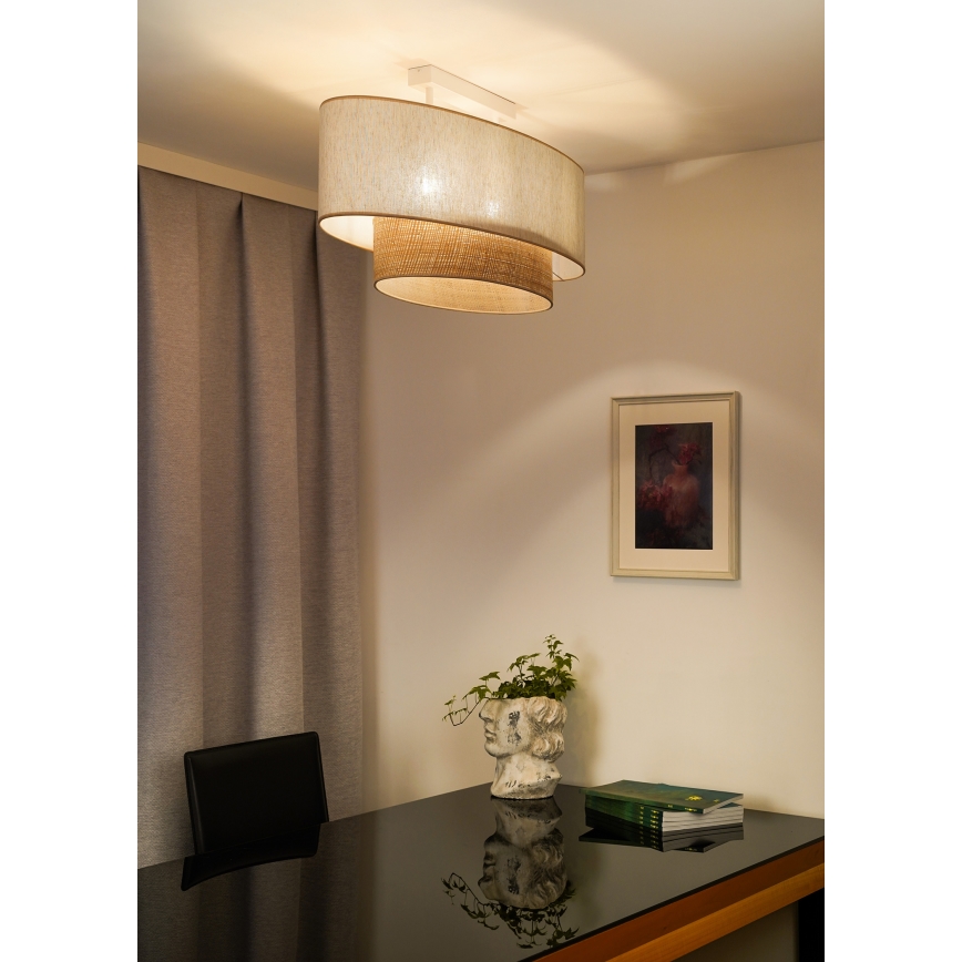 Duolla - Nadgradni lestenec DOUBLE OVAL NATURE 2xE27/15W/230V krem barva/bež