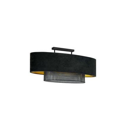 Duolla - Nadgradni lestenec DOUBLE OVAL RATTAN 2xE27/15W/230V črna/ratan