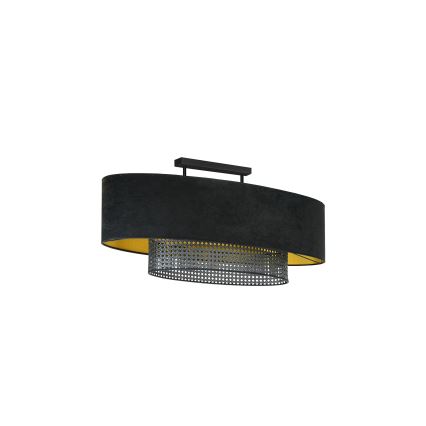 Duolla - Nadgradni lestenec DOUBLE OVAL RATTAN 2xE27/15W/230V črna/ratan