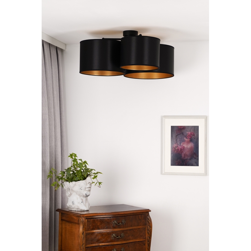 Duolla - Nadgradni lestenec ROLLER TRIO SHINY 3xE27/15W/230V črna/zlata