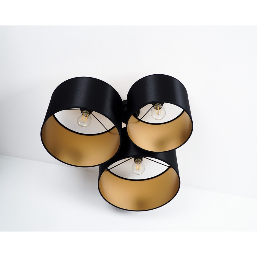 Duolla - Nadgradni lestenec ROLLER TRIO SHINY 3xE27/15W/230V črna/zlata