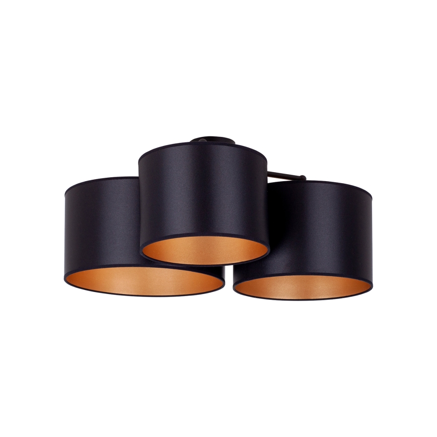 Duolla - Nadgradni lestenec ROLLER TRIO SHINY 3xE27/15W/230V črna/zlata