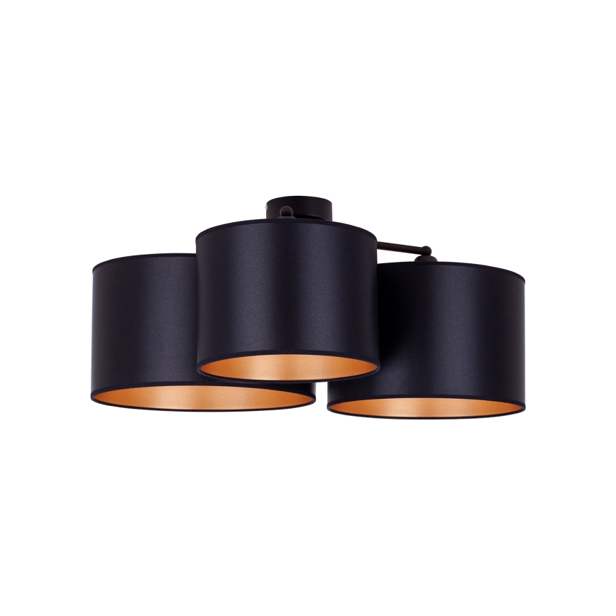 Duolla - Nadgradni lestenec ROLLER TRIO SHINY 3xE27/15W/230V črna/zlata